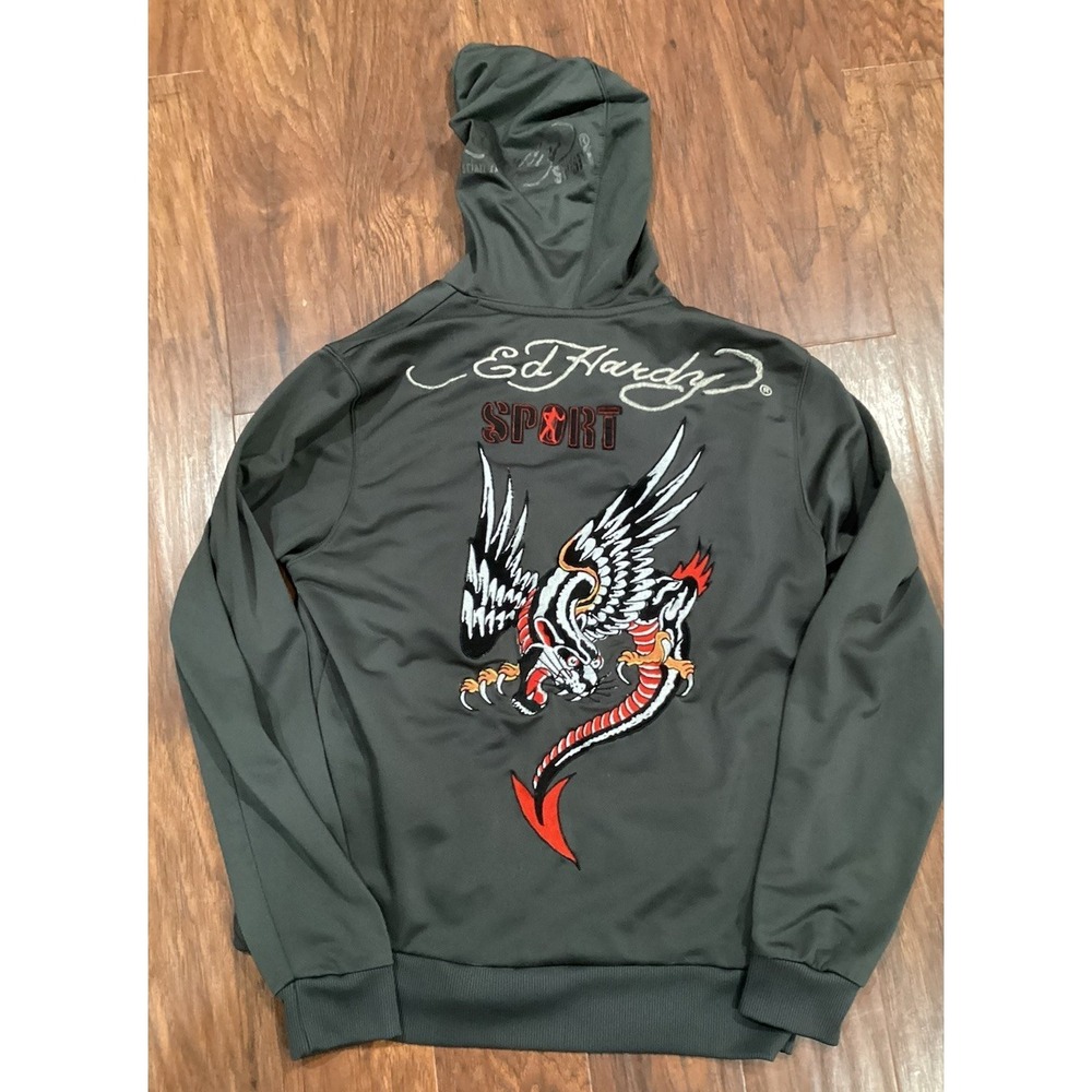 Ed Hardy By Christian Audigier Jacket Hoodie Mens TIGER ED HARDY SPORT RARE MED
